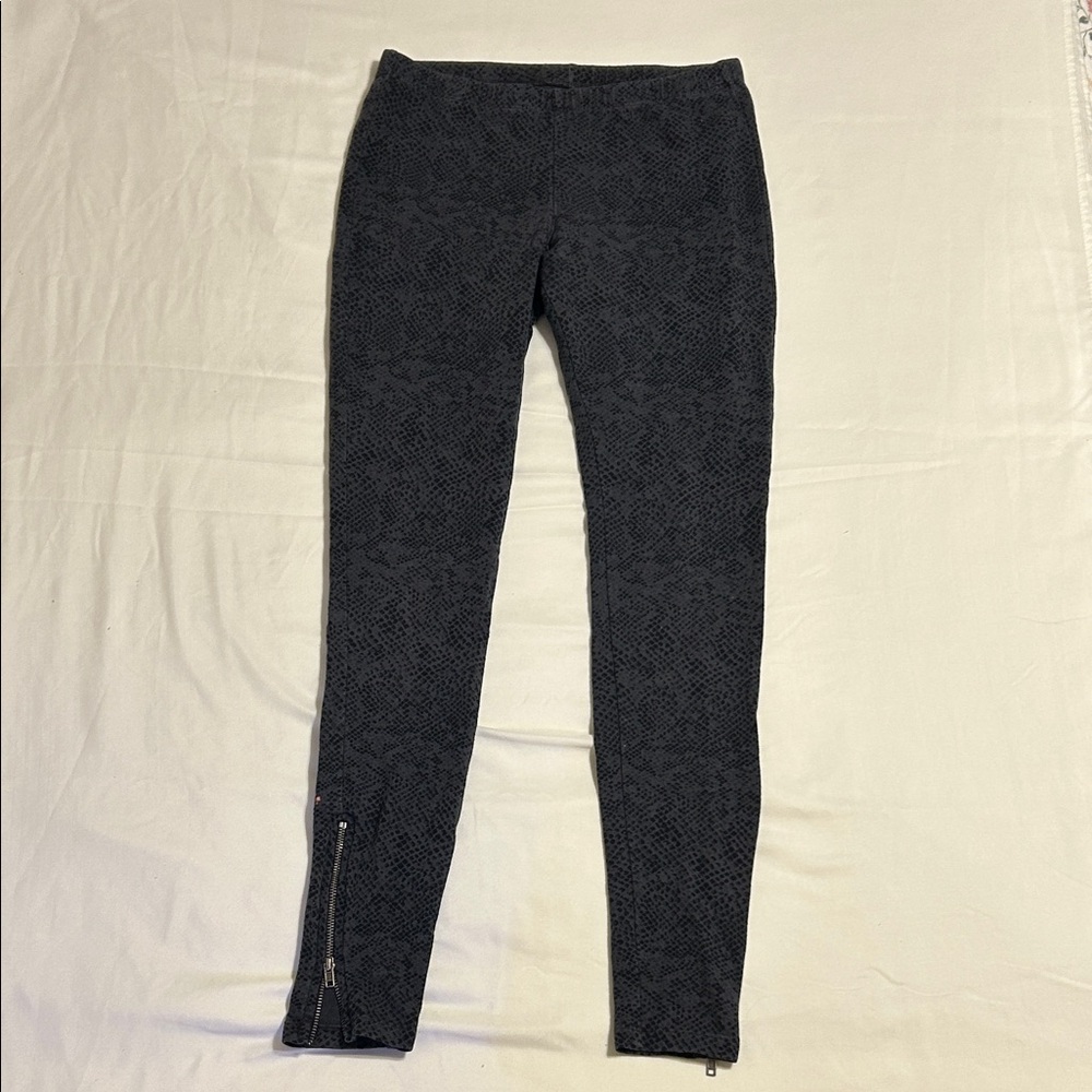 Joie Keena Ponte Snakeskin Patterned Leggings with Zipper Detail